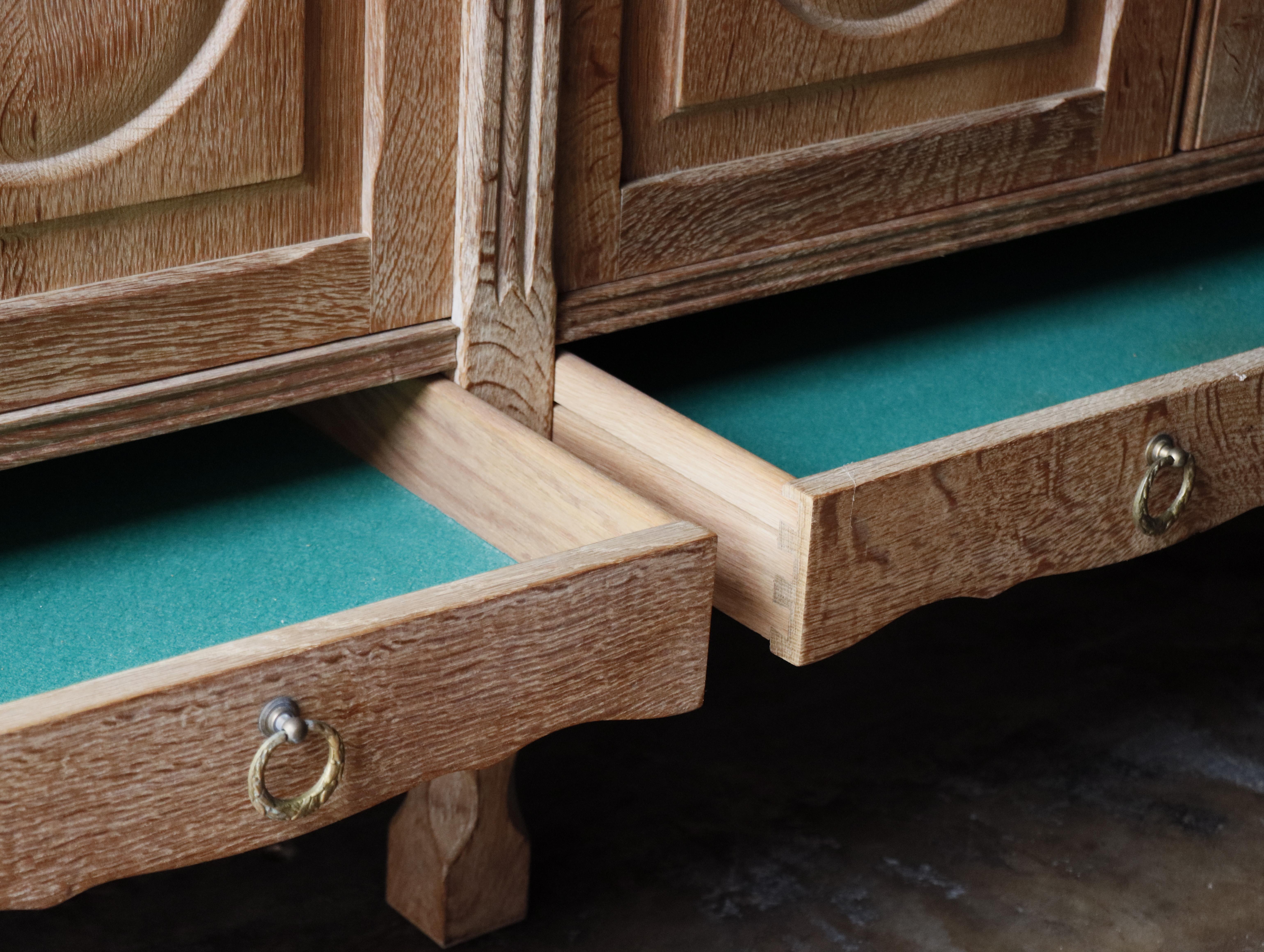 Solid White Oak Sideboard attr: to Henning Kjaernulf, Denmark, 1960s 3