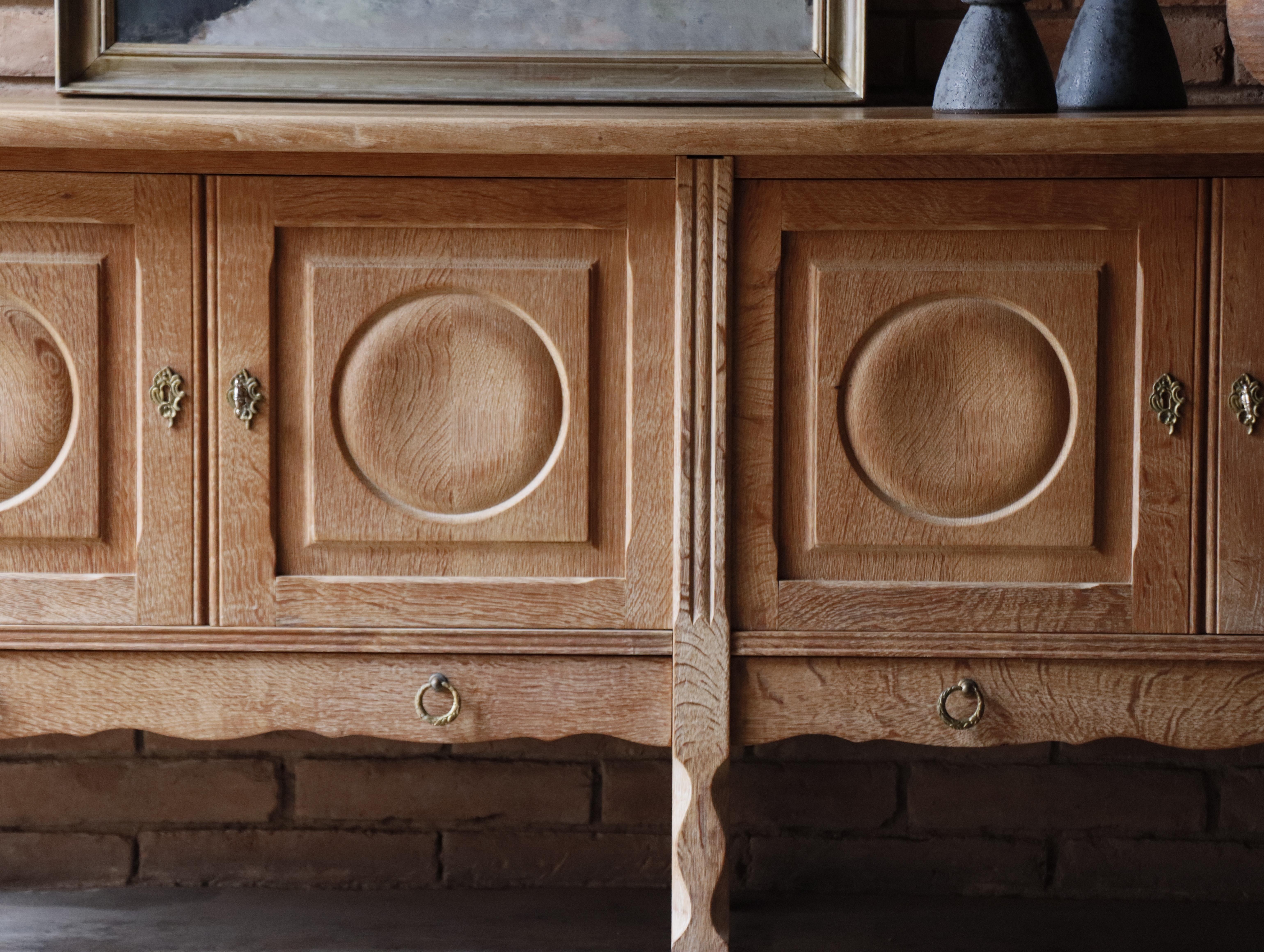 Solid White Oak Sideboard attr: to Henning Kjaernulf, Denmark, 1960s 4