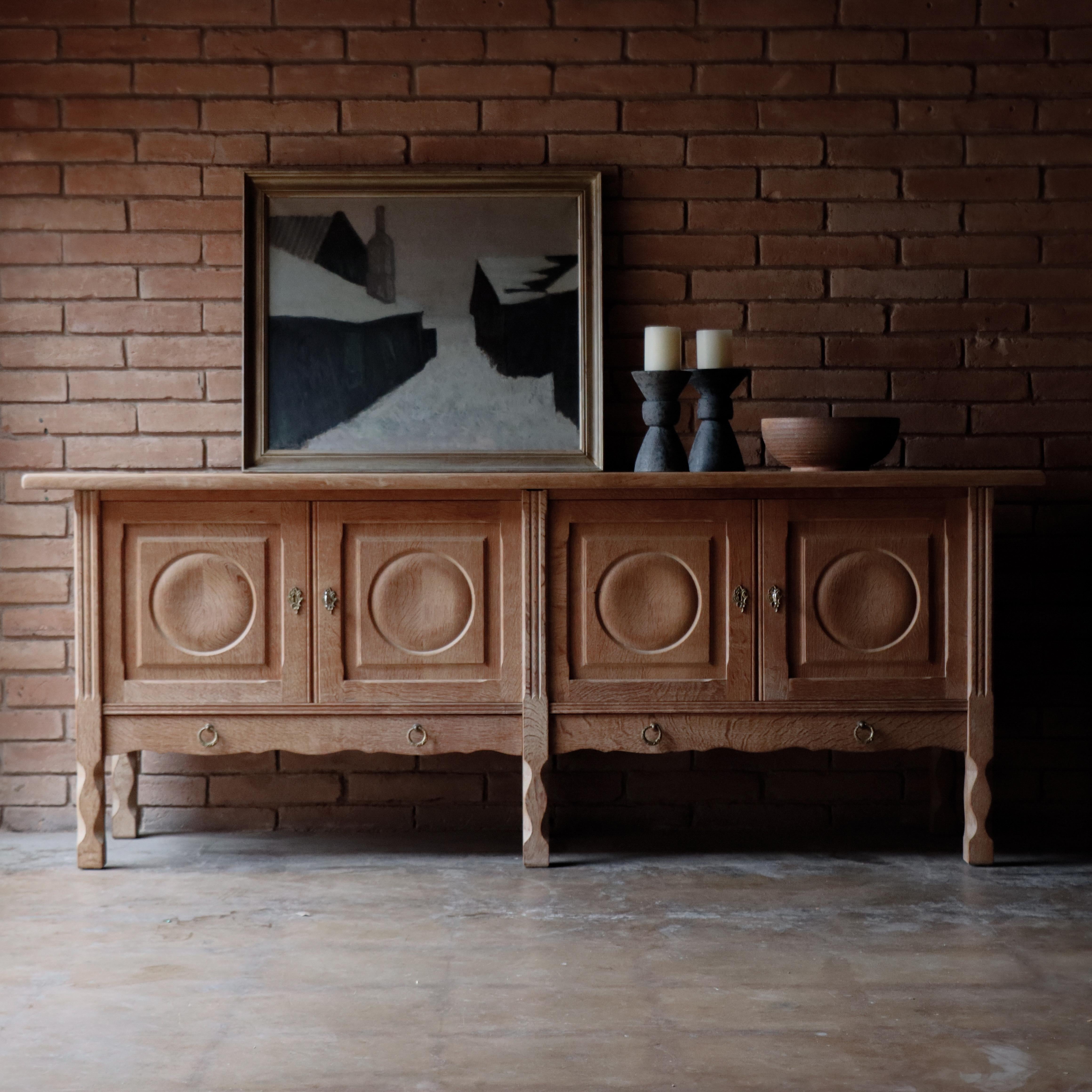 Solid White Oak Sideboard attr: to Henning Kjaernulf, Denmark, 1960s 5