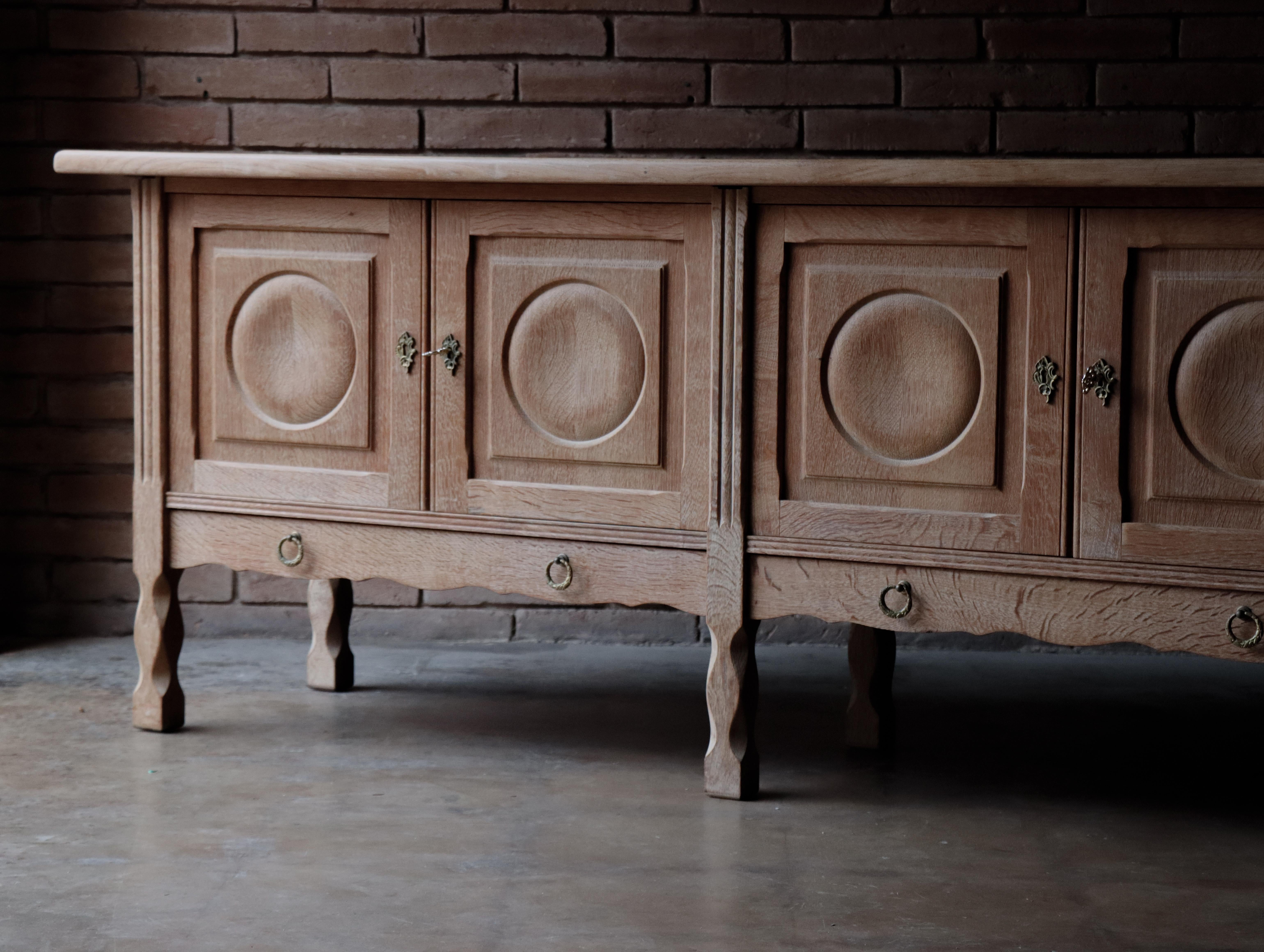 Mid-Century Modern Solid White Oak Sideboard attr: to Henning Kjaernulf, Denmark, 1960s