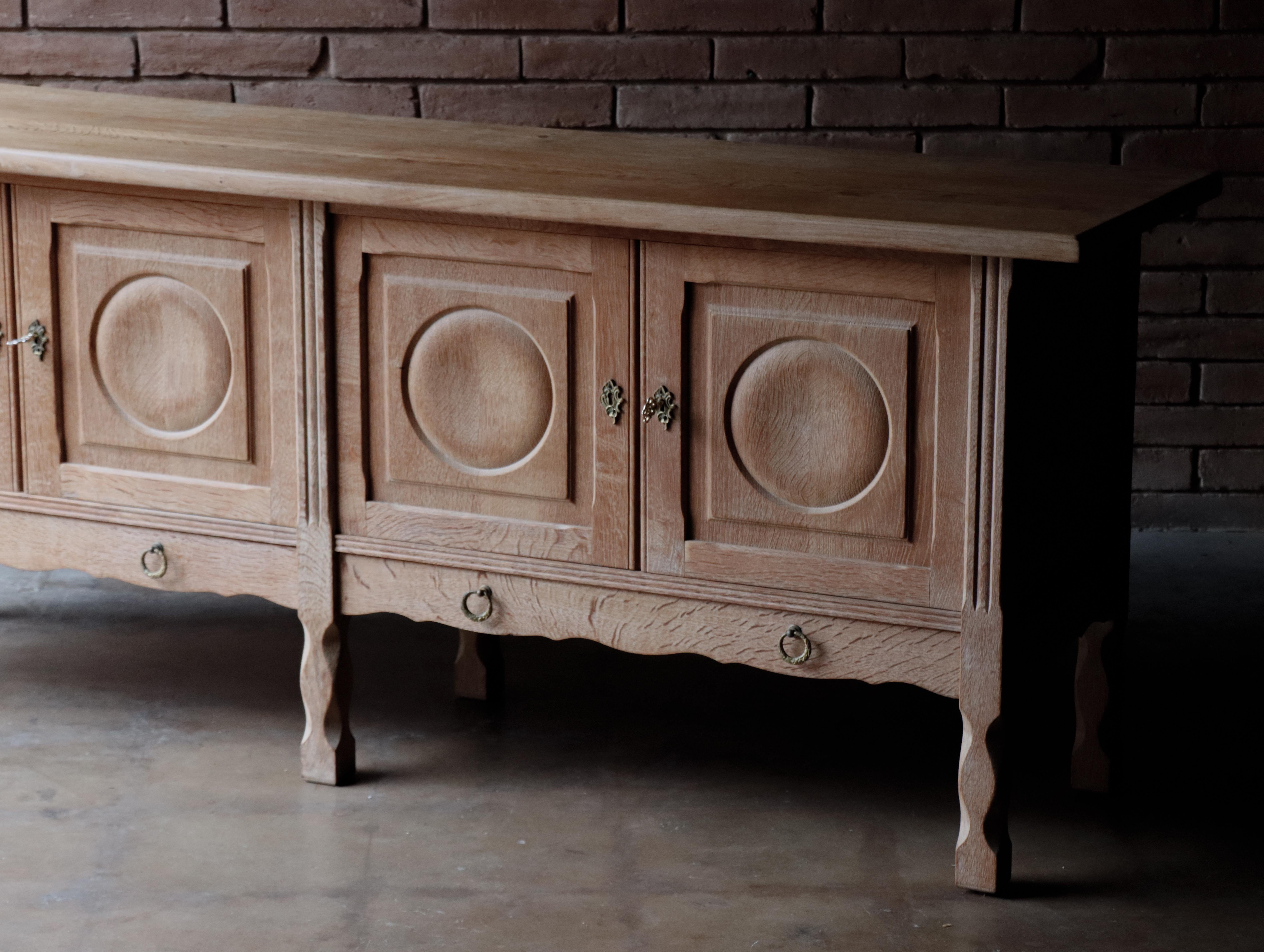 Danish Solid White Oak Sideboard attr: to Henning Kjaernulf, Denmark, 1960s
