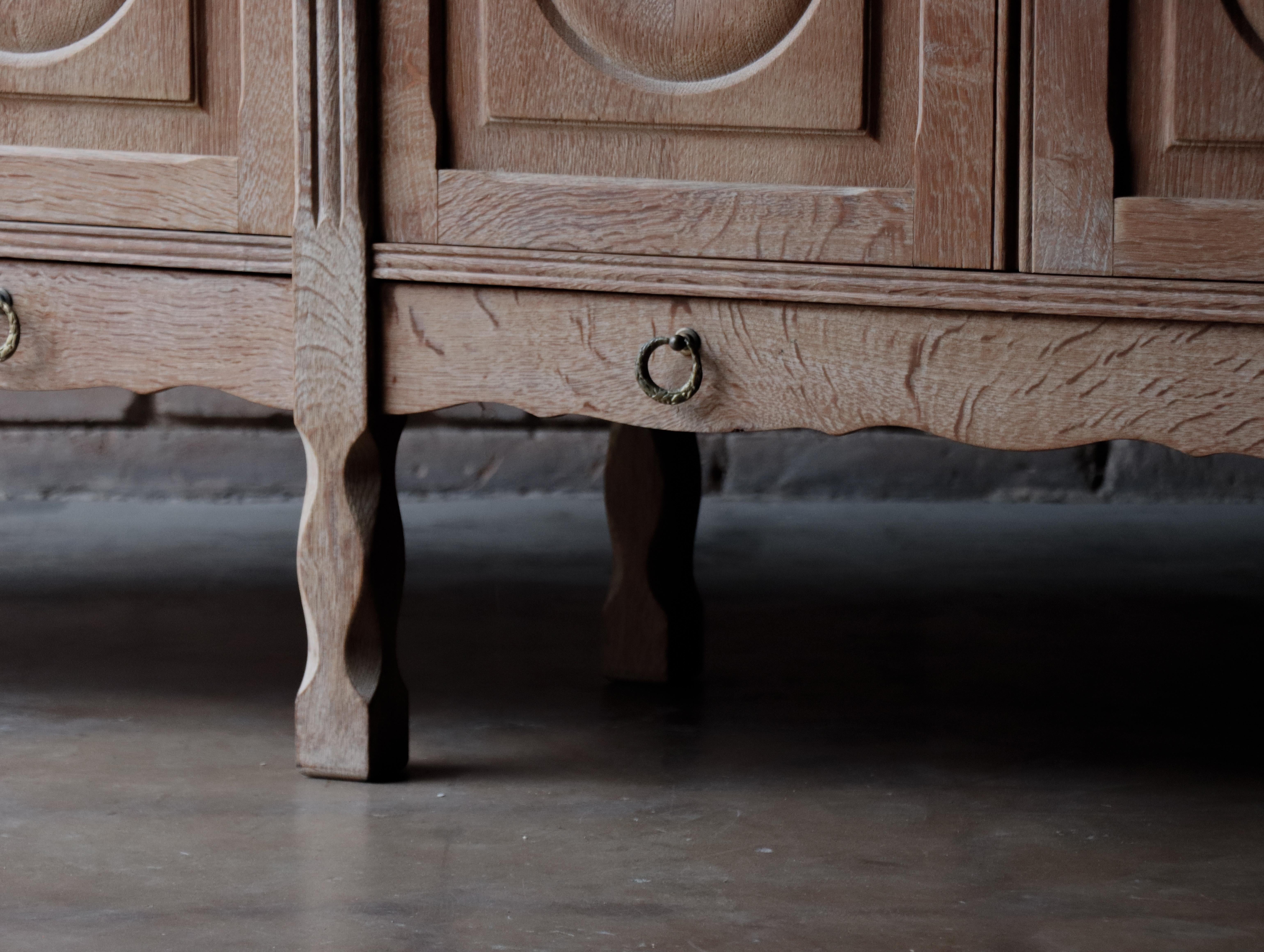 Hand-Crafted Solid White Oak Sideboard attr: to Henning Kjaernulf, Denmark, 1960s