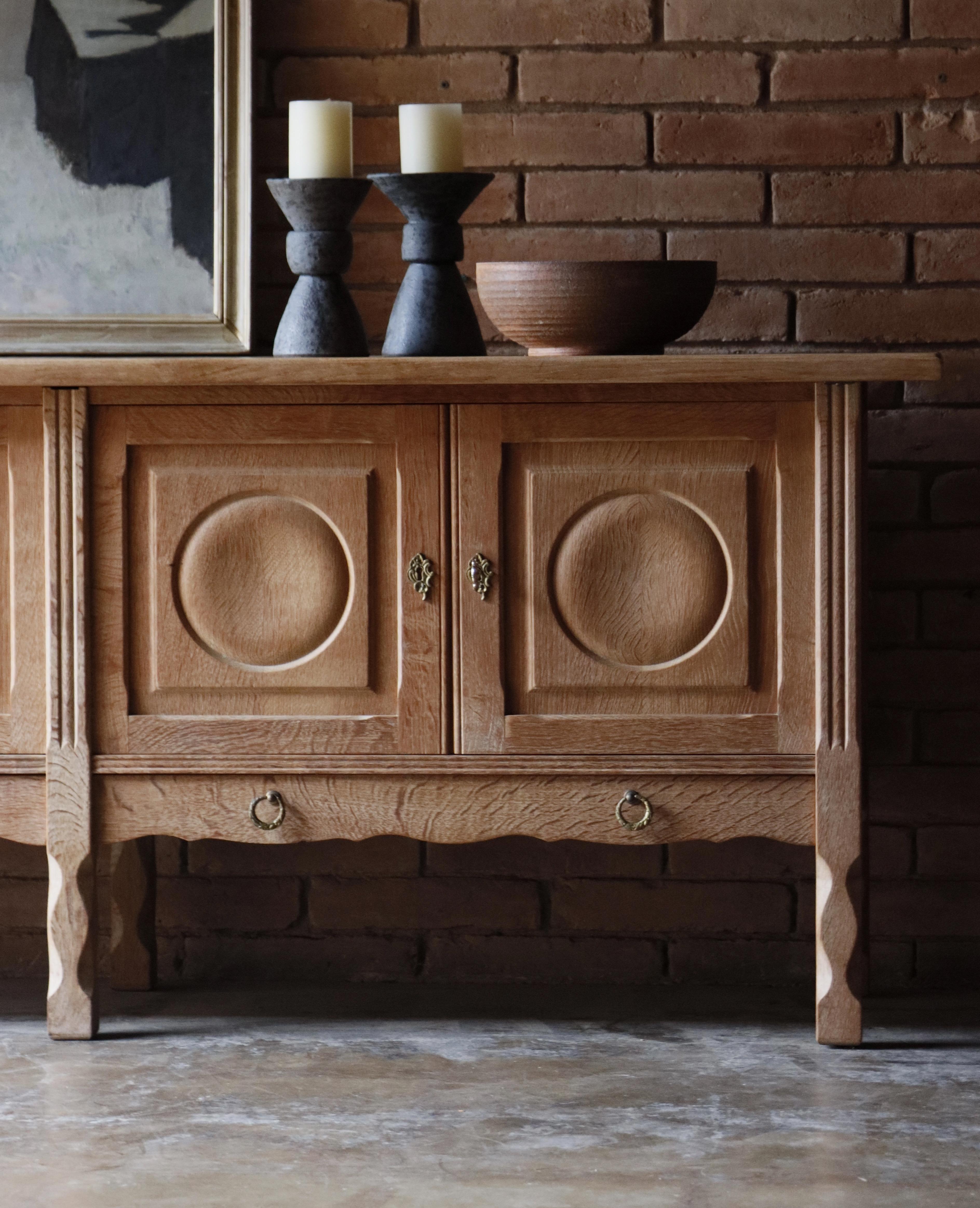 Mid-20th Century Solid White Oak Sideboard attr: to Henning Kjaernulf, Denmark, 1960s
