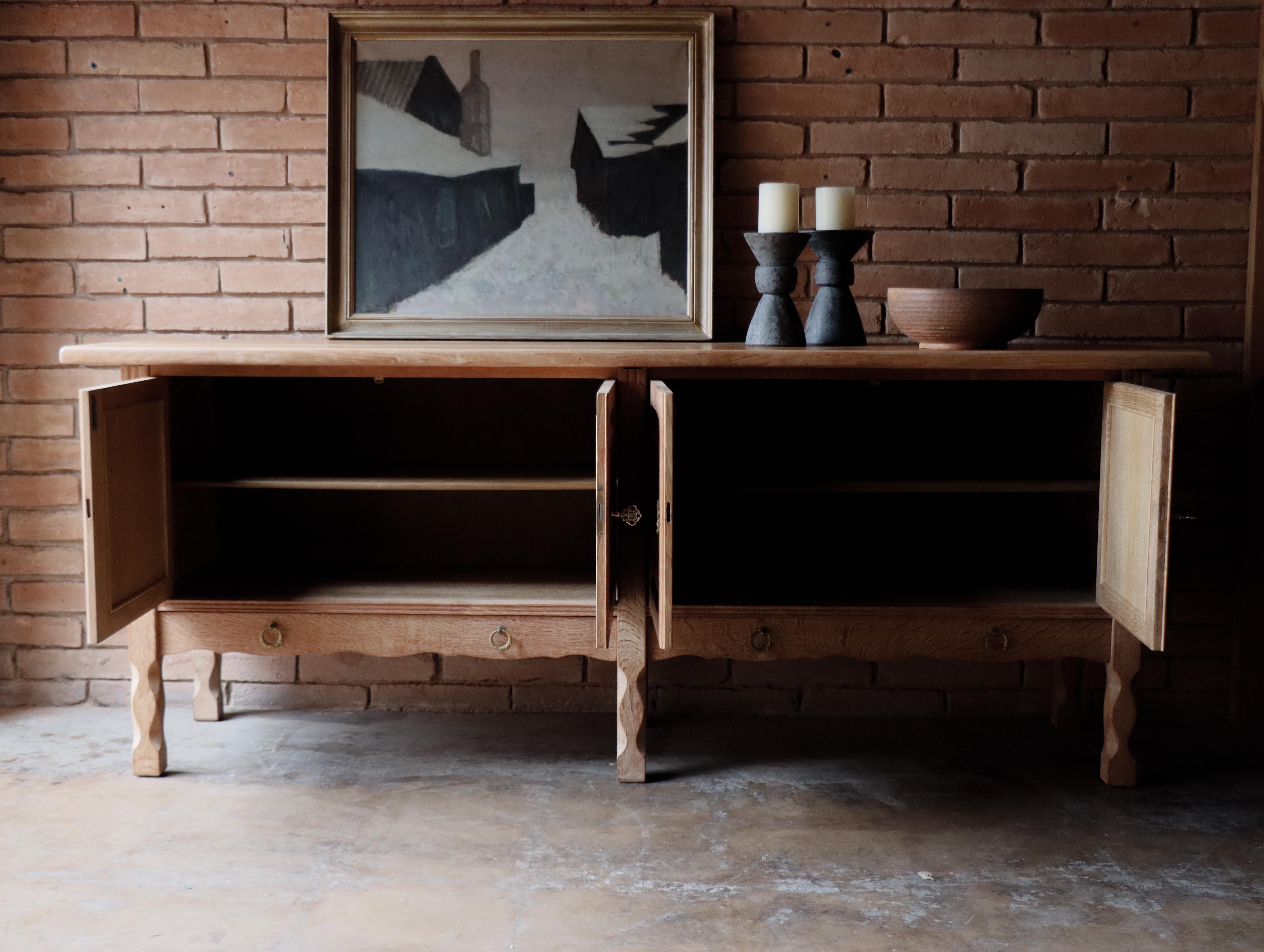 Solid White Oak Sideboard attr: to Henning Kjaernulf, Denmark, 1960s 1
