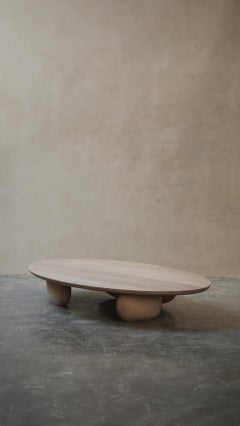 Solid White Oak Wood Coffee Table, Fishes Series 7 by Joel Escalona