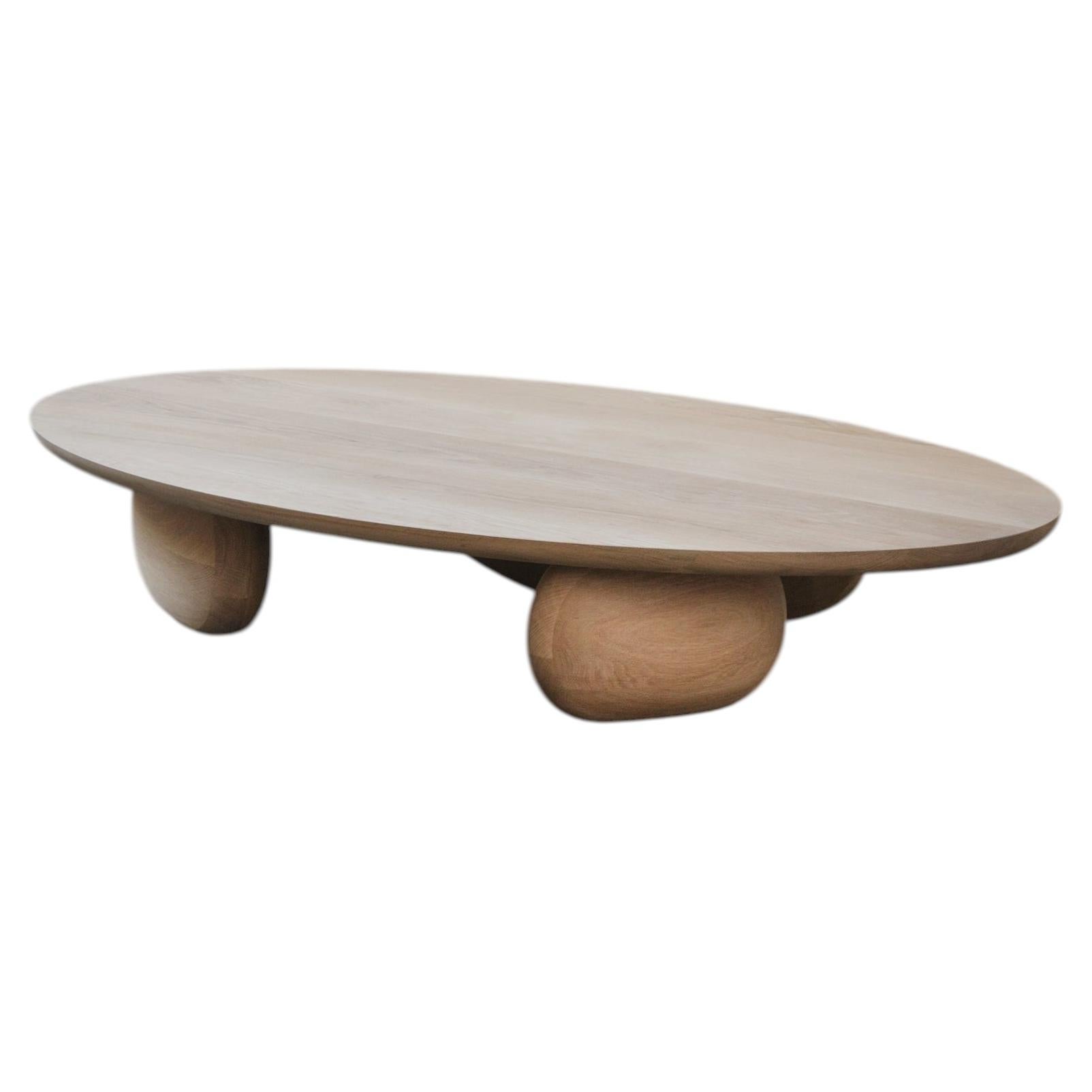 Solid White Oak Wood Coffee Table, Fishes Series 7 by Joel Escalona For Sale