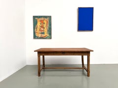 Solid wild cherry farmhouse table, France, 1950s