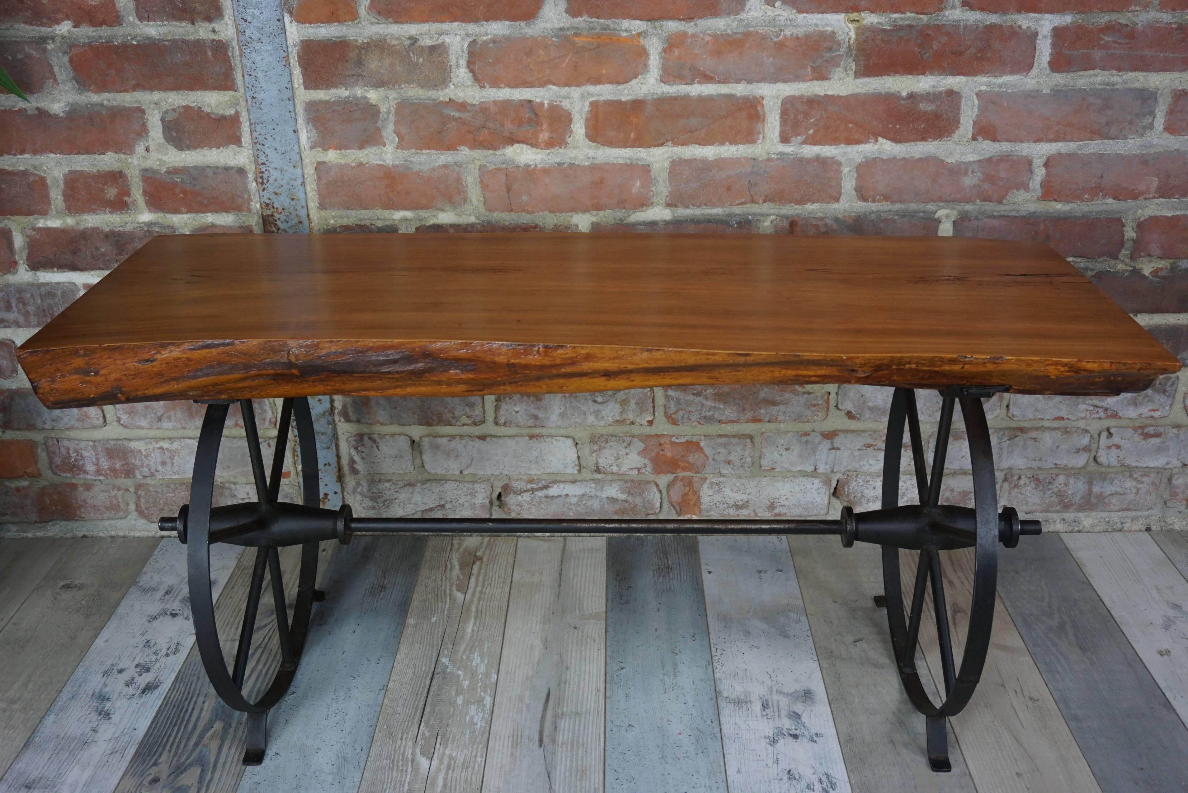 Solid Wood and Iron French Design of the 1950 Coffee Table For Sale 1