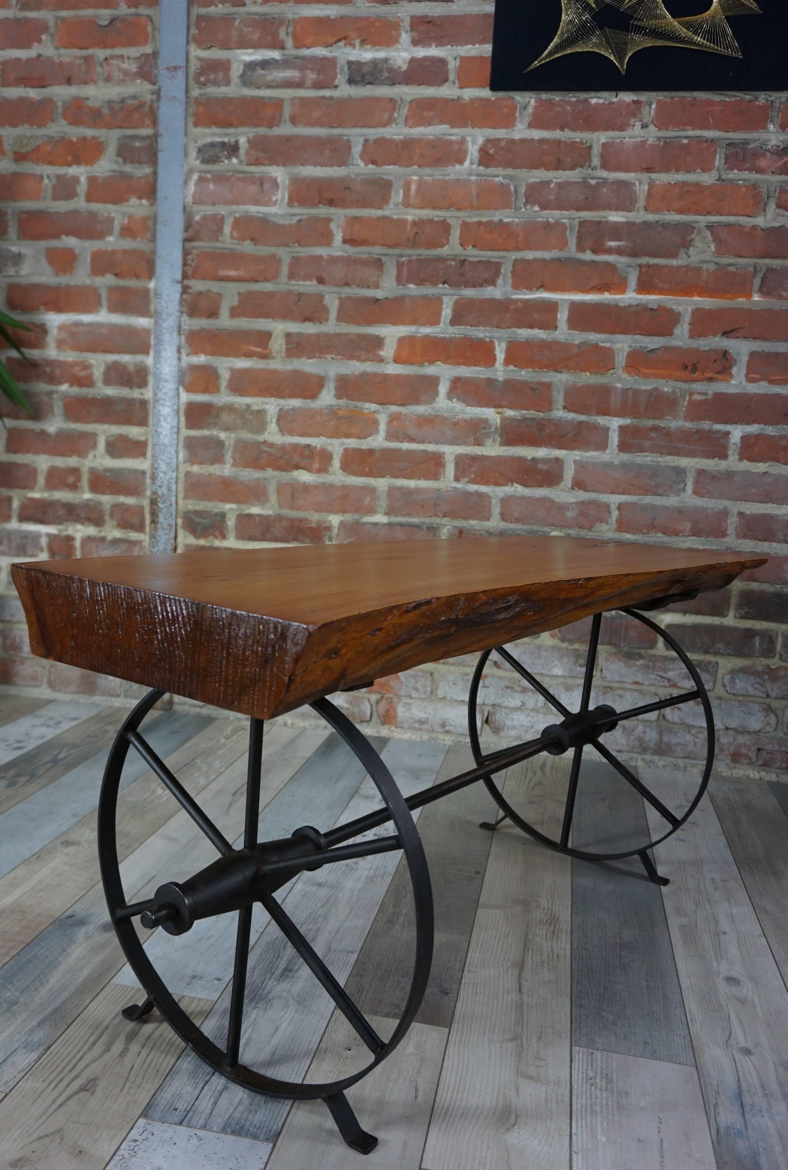 Solid Wood and Iron French Design of the 1950 Coffee Table For Sale 3