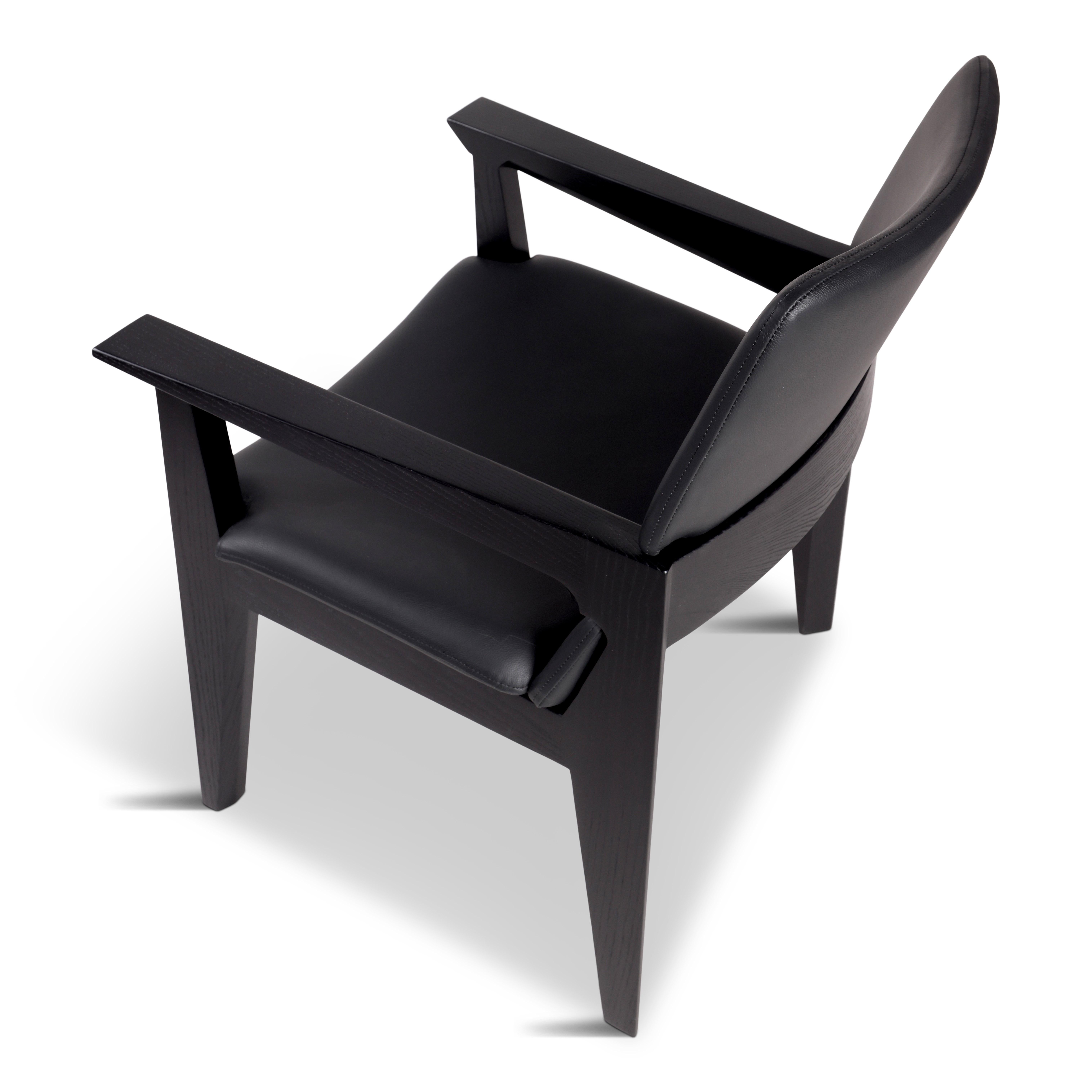 Canadian Solid Wood and Leather Arm Chair, Kroft Dining Chair