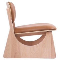 Chaise longue Tol en bois massif et cuir