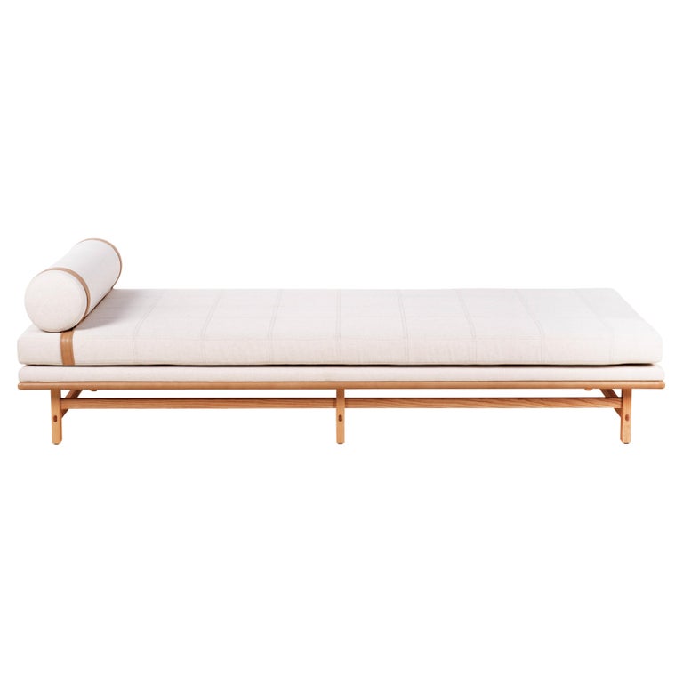 Solid Wood and Linen Daybed, SW For Sale at 1stDibs