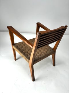 Solid wood and rope armchair, Giuseppe Pagano Style, Italy, 1930s