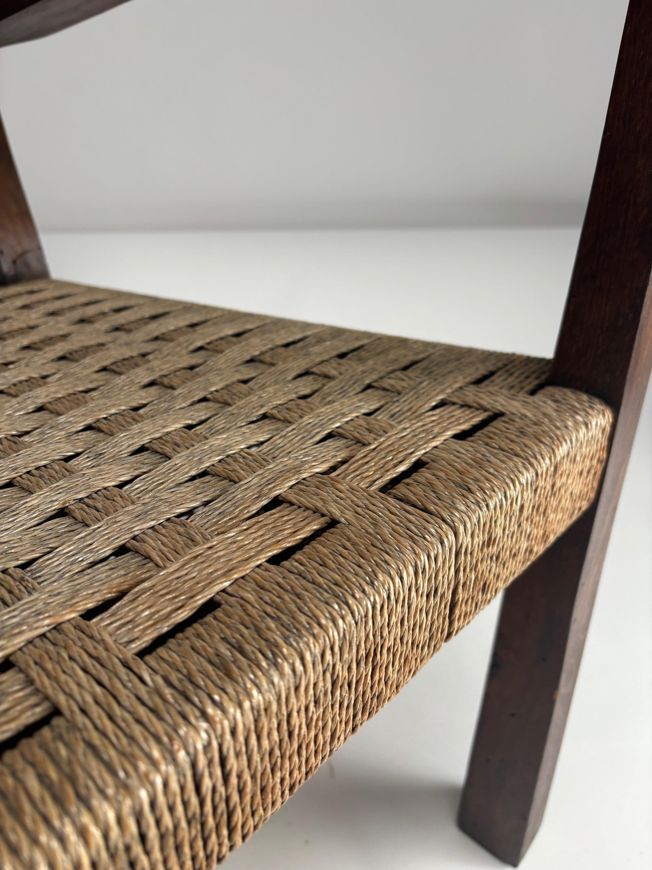 Bauhaus Poltrona in legno massiccio e corda, stile Giuseppe Pagano, Italia, anni '30 in vendita