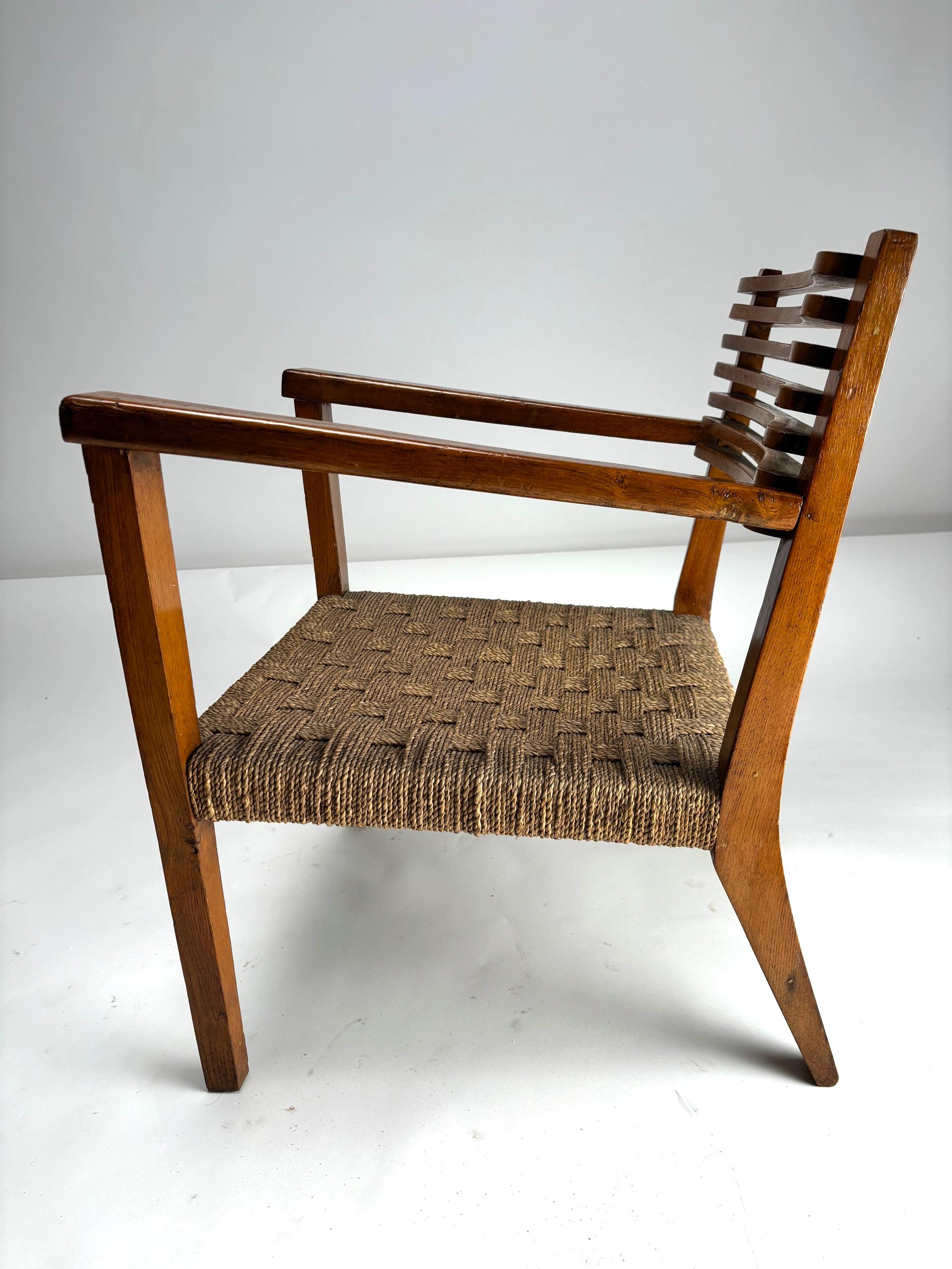 Sessel aus Massivholz und Seil, Giuseppe Pagano Stil, Italien, 1930er Jahre (Mitte des 20. Jahrhunderts) im Angebot