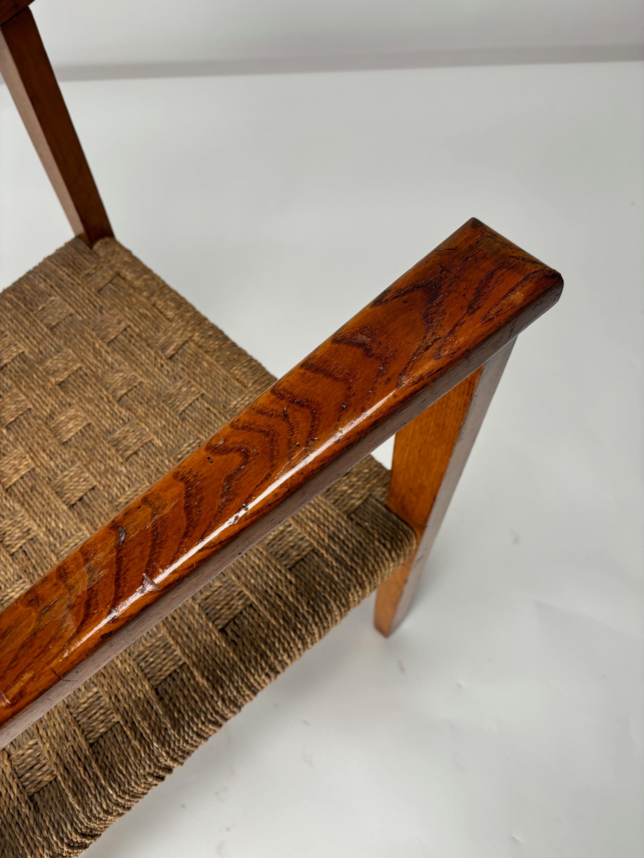 Sessel aus Massivholz und Seil, Giuseppe Pagano Stil, Italien, 1930er Jahre im Angebot 2