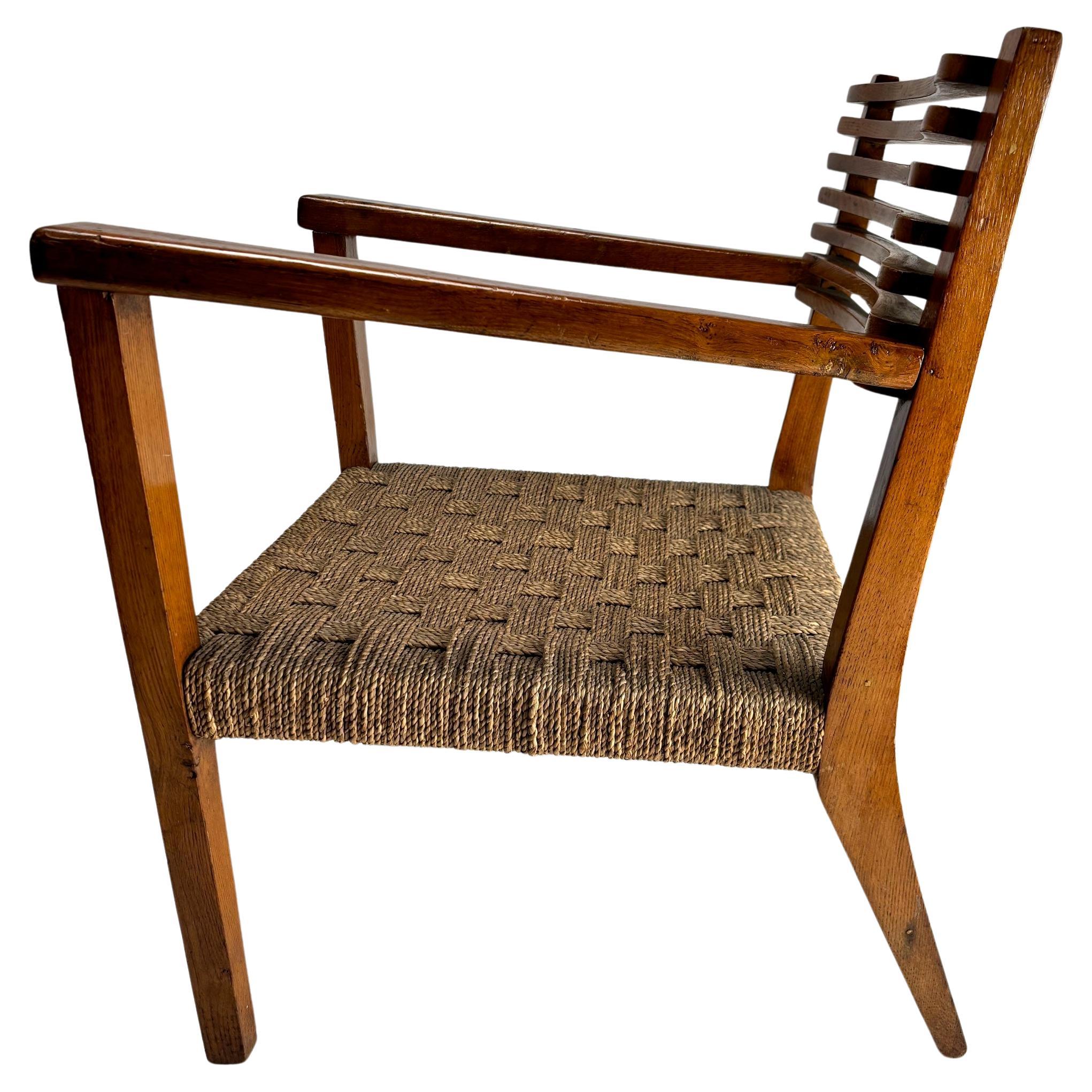 Sessel aus Massivholz und Seil, Giuseppe Pagano Stil, Italien, 1930er Jahre im Angebot