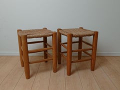 Solid Wood and Rush Stools N゜17 ‘’Bauche’’ Designed Charlotte Perriand