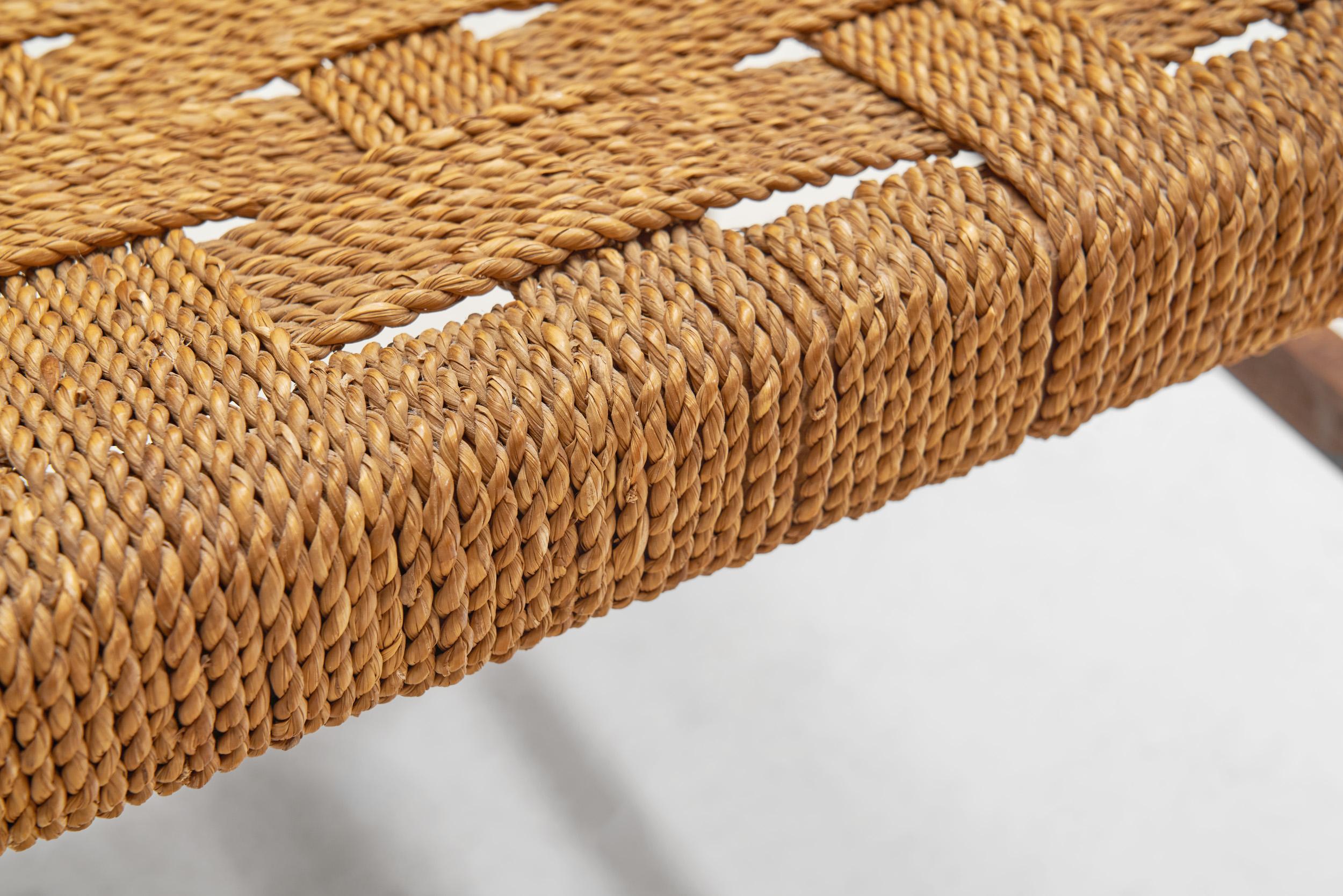 Solid Wood and Woven Papercord Armchair, Europe 1970s For Sale 8