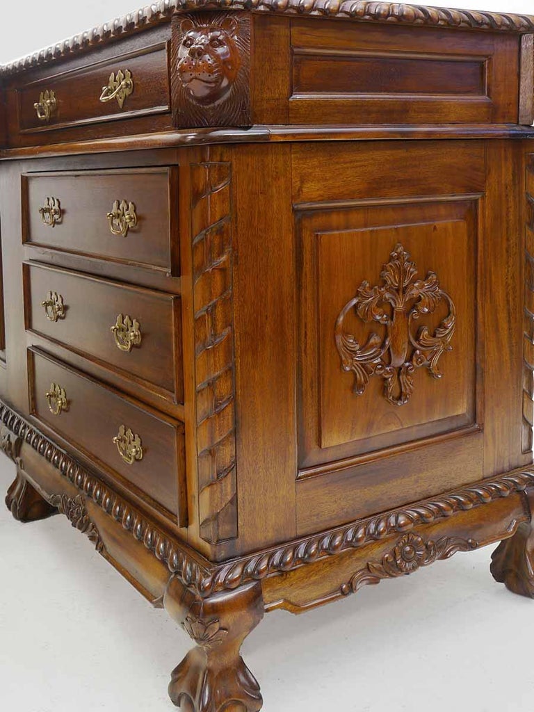 Solid Wood Antique Style Corner Desk For Sale at 1stdibs