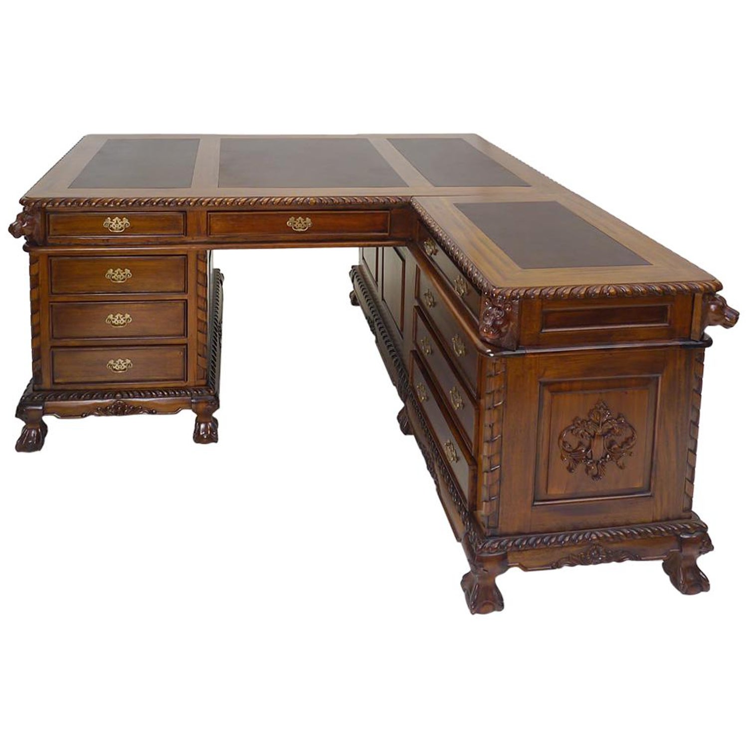 Solid Wood Antique Style Corner Desk