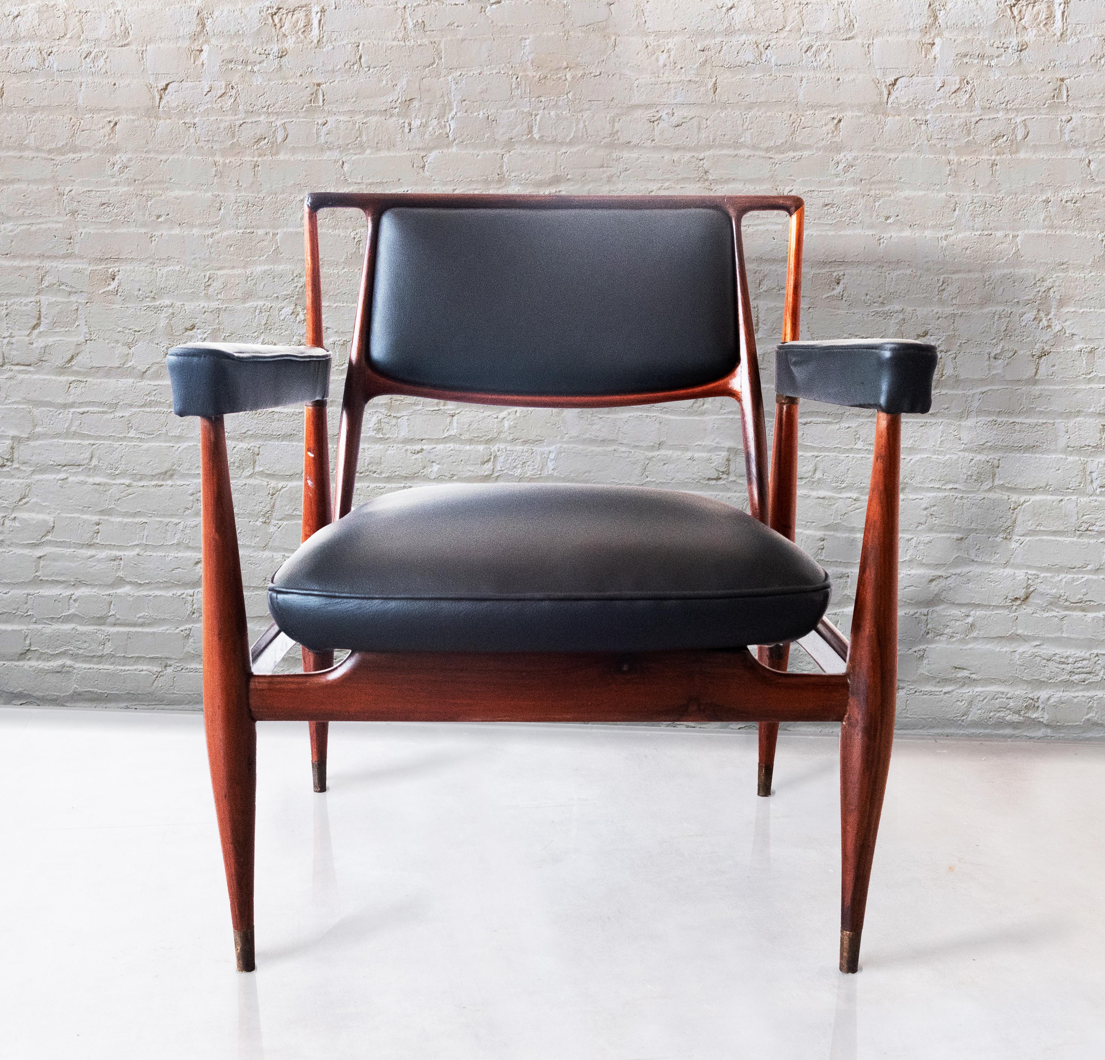 Hardwood Solid Wood rare Armchair by Moveis Ambiente, Brazil, 1960s For Sale