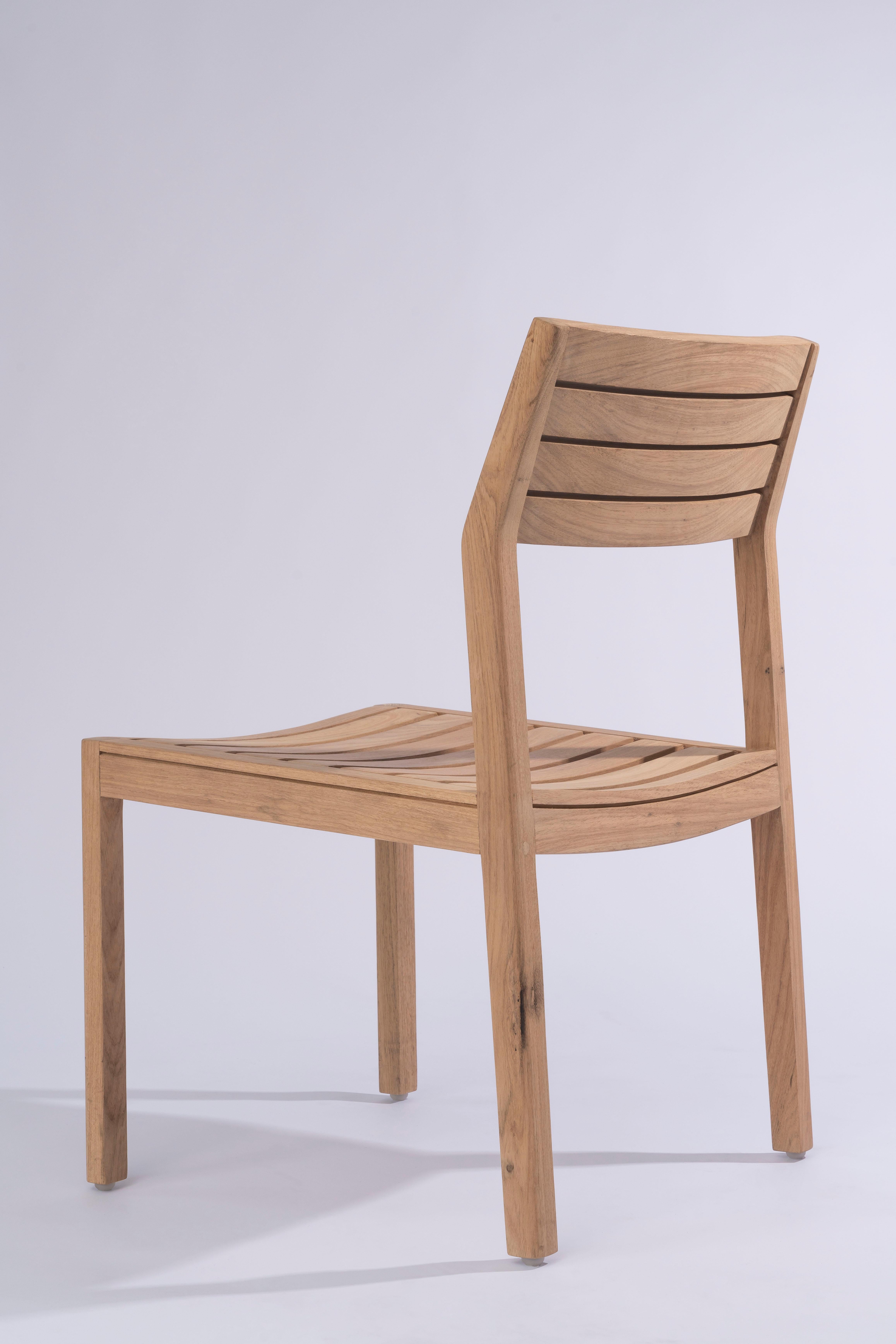 Solid Wood Arms Chair with Wooden Slats, for the Outside, Outdoor Resistant For Sale 3