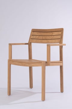 Solid Wood Arms Chair with Wooden Slats, for the Outside, Outdoor Resistant