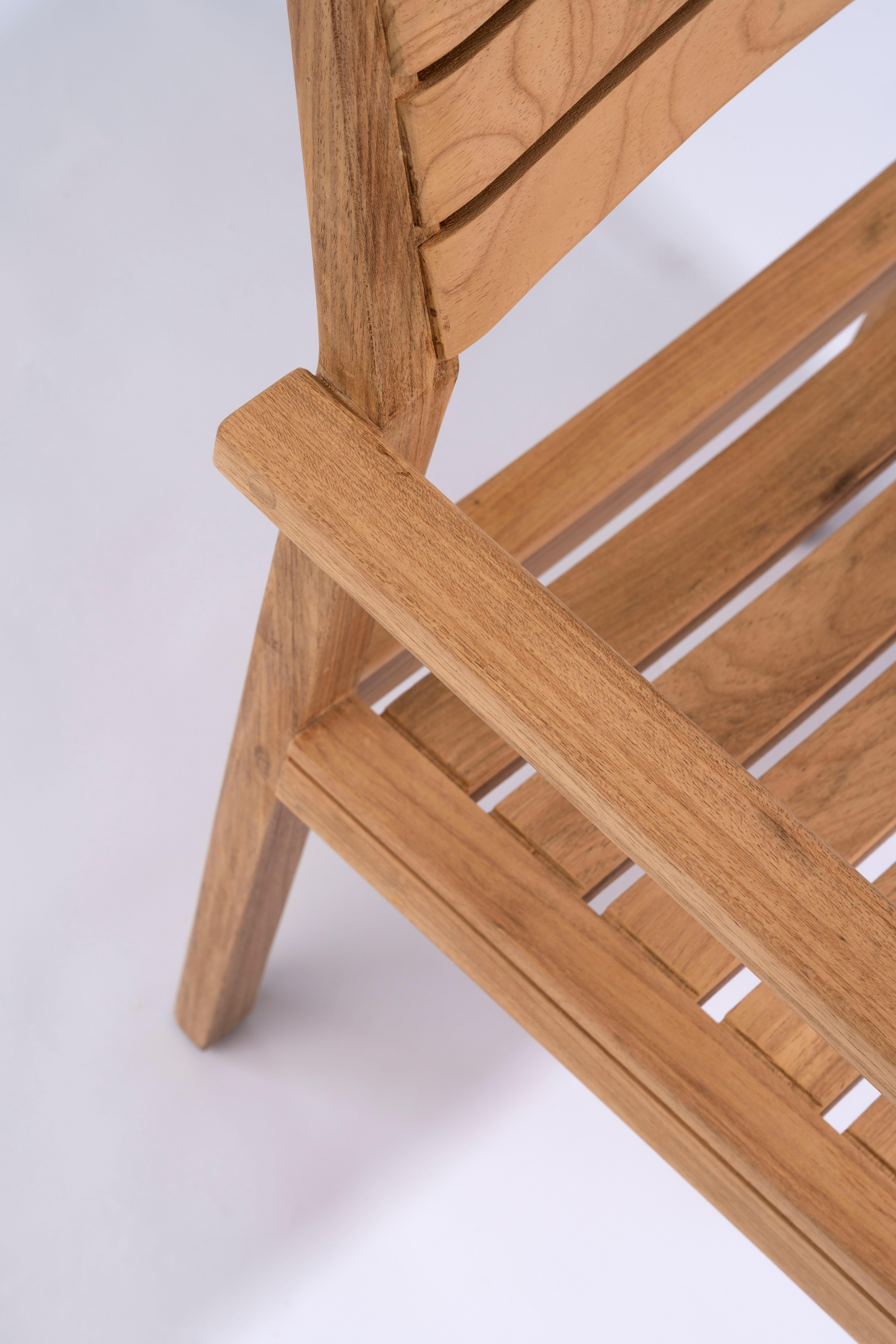 Modern Solid Wood Arms Chair with Wooden Slats, for the Outside, Outdoor Resistant For Sale