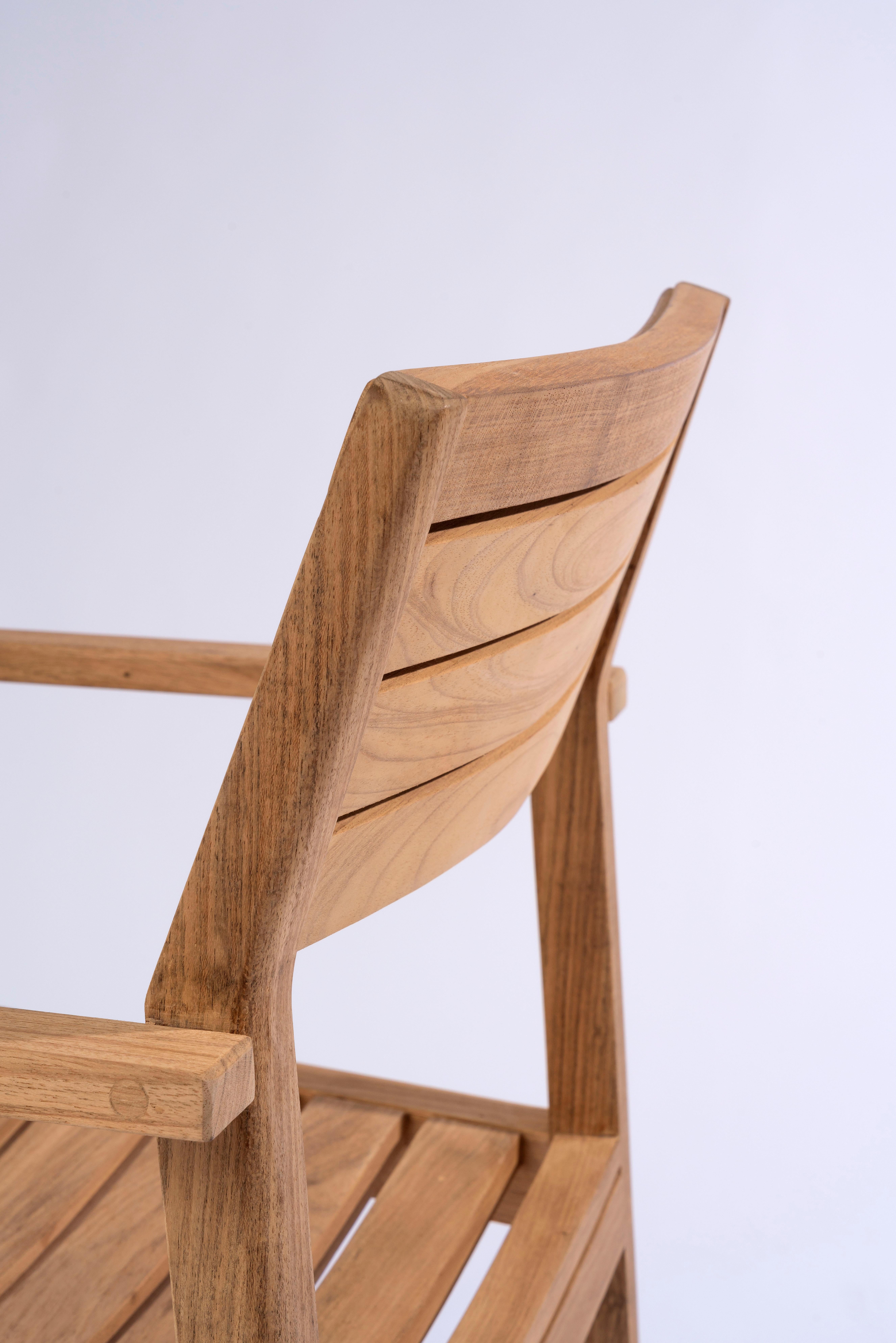 Solid Wood Arms Chair with Wooden Slats, for the Outside, Outdoor Resistant In New Condition For Sale In Vila Cordeiro, São Paulo