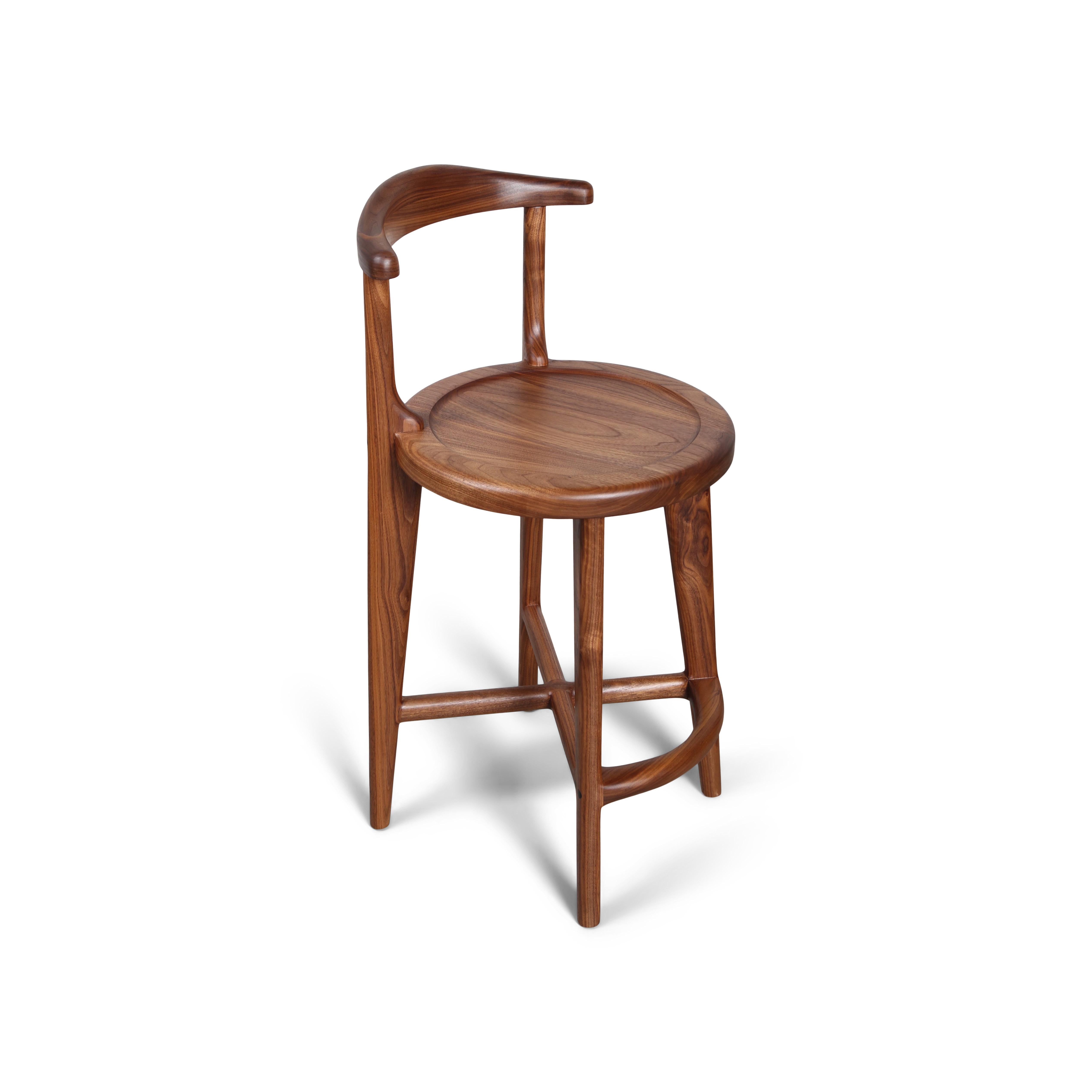 Canadian Solid Wood Bar or Counter Stool, Walnut Oak Ash For Sale