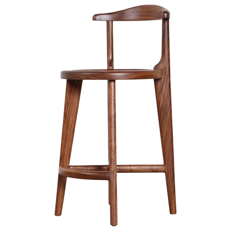 Solid Wood Bar or Counter Stool, Walnut Oak Ash For Sale at 1stDibs