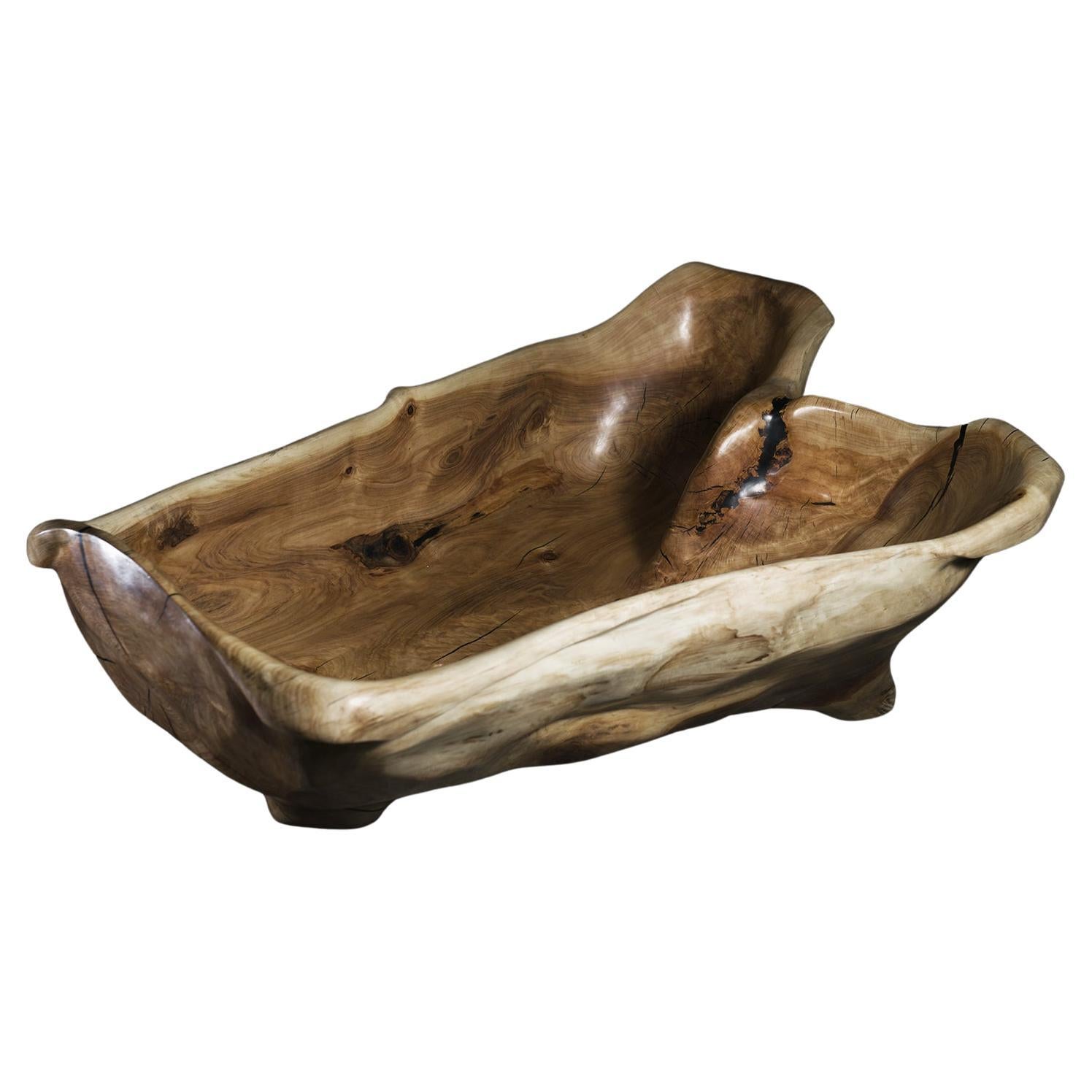 Solid Wood Bathtub Carved from Single Piece of Wood, Fully functional, Logniture For Sale