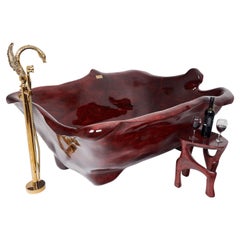 Live Edge Bathtub Carved from Single Piece of Wood, Fully Functional, Logniture