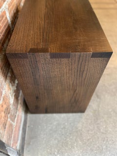 Solid Wood Bedside Table Box Joints Storage Dark Stain Evolve by Alabama Sawyer