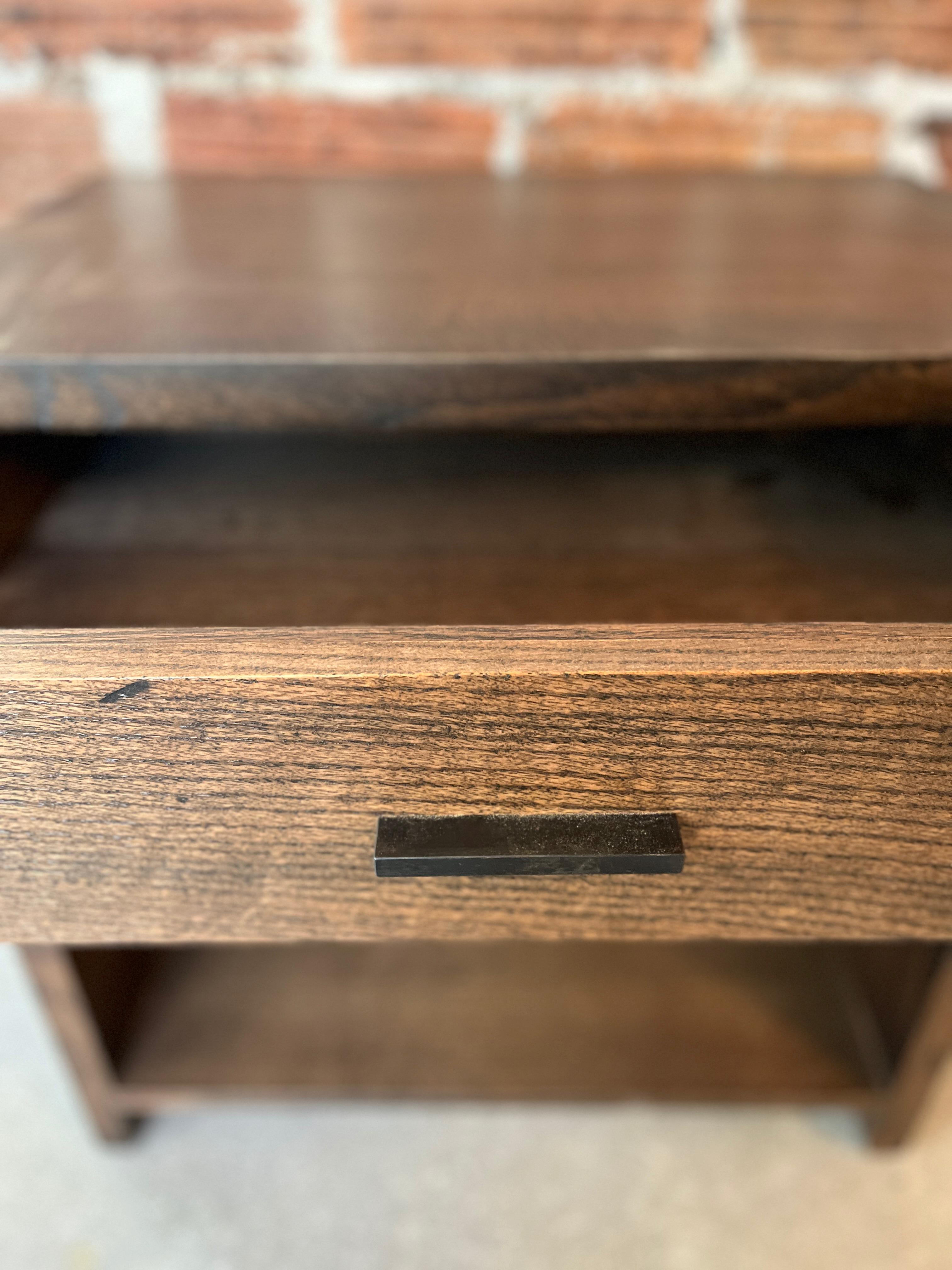 Ebonized Solid Wood Bedside Table Box Joints Storage Dark Stain Evolve by Alabama Sawyer