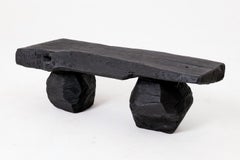 Solid Wood Bench, Log Bench, Charred, Organic, Modern Sculptural Seat, Logniture