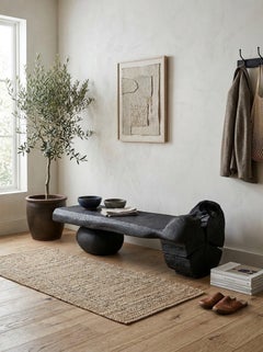 Solid Wood Bench, Log Bench, Charred, Organic, Modern Sculptural Seat, Logniture