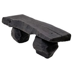 Solid Wood Bench, Log Bench, Charred, Organic, Modern Sculptural Seat, Logniture