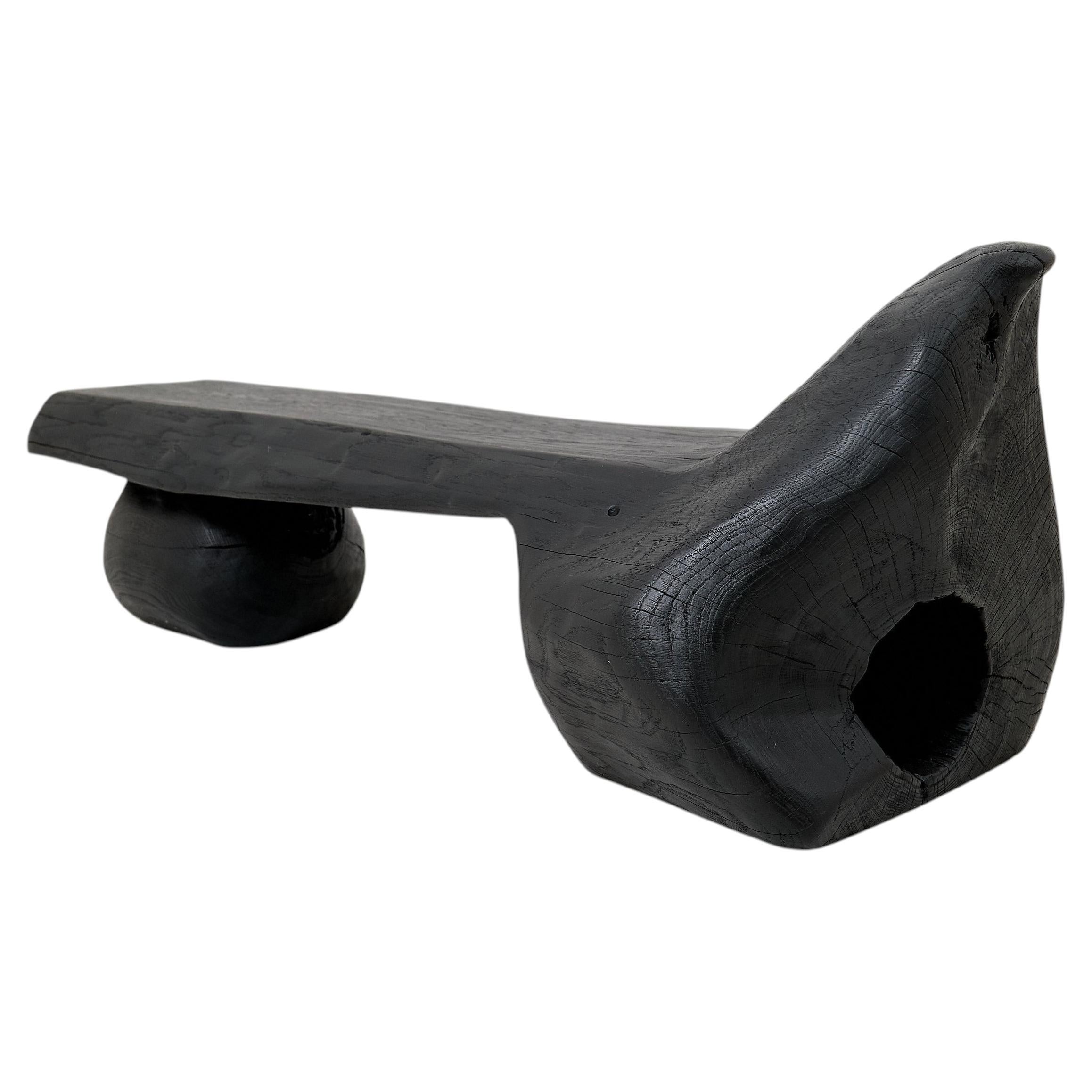 Solid Wood Bench, Log Bench, Charred, Organic, Modern Sculptural Seat, Logniture