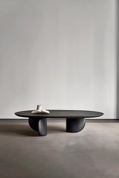 Solid Wood Black Tinted Coffee Table, Fishes Series 10 by Joel Escalona