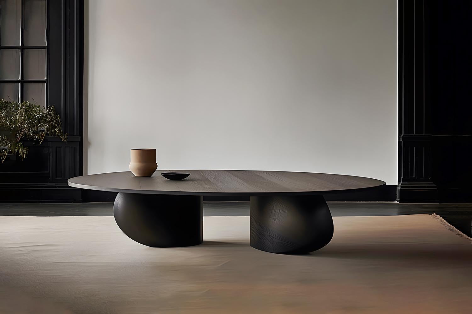 Mid-Century Modern Solid Wood Black Tinted Coffee Table, Fishes Series 10 by Joel Escalona For Sale