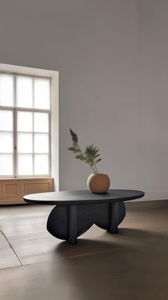 Solid Wood Black Tinted Coffee Table, Fishes Series 11 by Joel Escalona