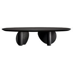 Solid Wood Black Tinted Coffee Table, Fishes Series 11 by Joel Escalona