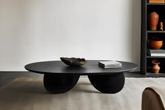 Solid Wood Black Tinted Coffee Table, Fishes Series 12 by Joel Escalona