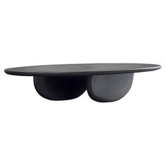 Solid Wood Black Tinted Coffee Table, Fishes Series 13 by Joel Escalona