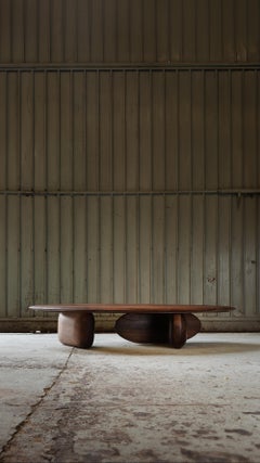 Solid Wood Black Tinted Coffee Table, Fishes Series 7 by Joel Escalona