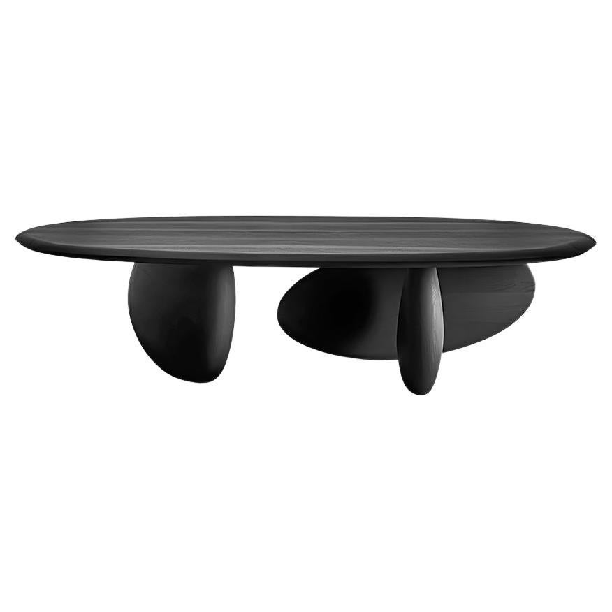 Solid Wood Black Tinted Coffee Table, Fishes Series 7 by Joel Escalona For Sale
