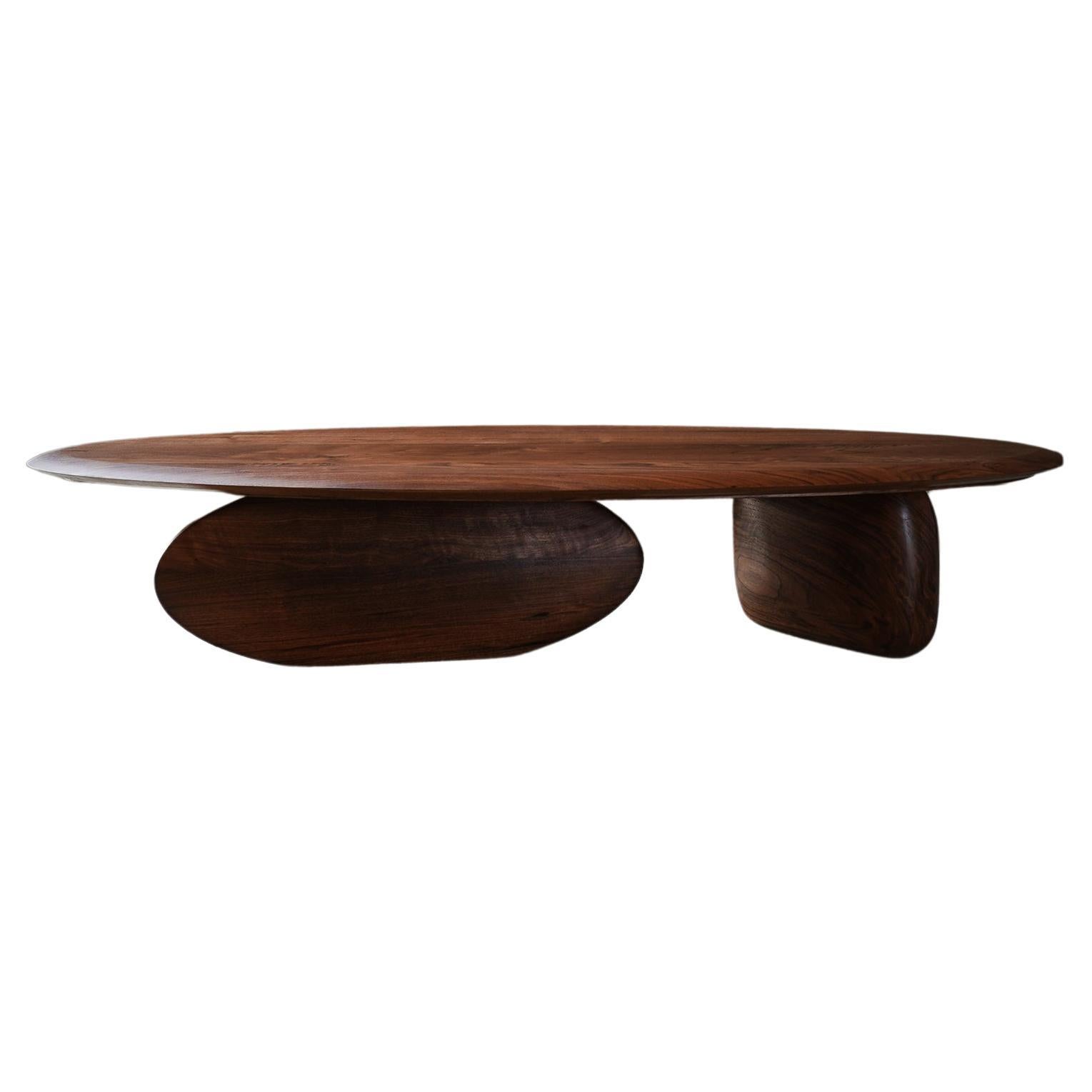 Solid Wood Black Tinted Coffee Table, Fishes Series 7 by Joel Escalona