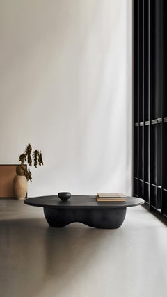 Solid Wood Black Tinted Coffee Table, Fishes Series 8 by Joel Escalona